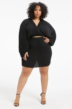 Outlet 🤩 GOOD AMERICAN ALWAYS FITS PLISSÉ SCULPTED 😍 DRESS | BLACK001 ❤️ 32 GOOD AMERICAN ALWAYS FITS PLISSÉ SCULPTED DRESS | BLACK001