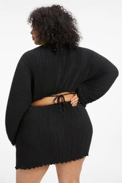 Outlet 🤩 GOOD AMERICAN ALWAYS FITS PLISSÉ SCULPTED 😍 DRESS | BLACK001 ❤️ 33 GOOD AMERICAN ALWAYS FITS PLISSÉ SCULPTED DRESS | BLACK001