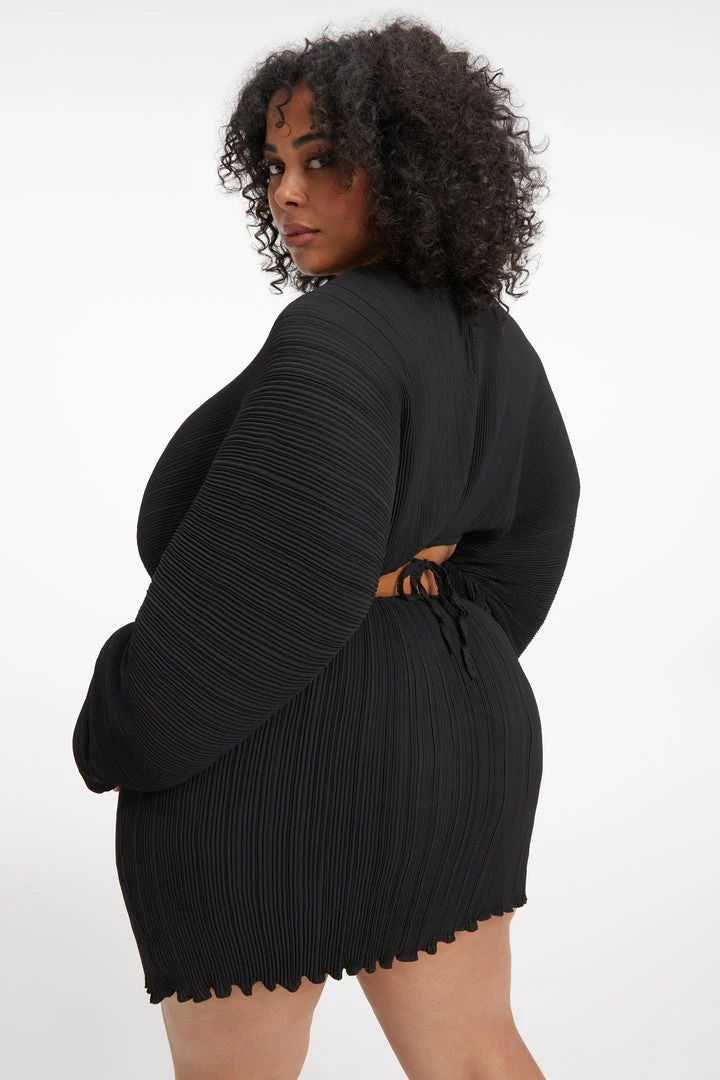Outlet 🤩 GOOD AMERICAN ALWAYS FITS PLISSÉ SCULPTED 😍 DRESS | BLACK001 ❤️ 17 GOOD AMERICAN ALWAYS FITS PLISSÉ SCULPTED DRESS | BLACK001