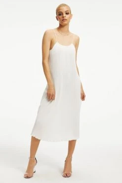 New 🔥 GOOD AMERICAN ALWAYS FITS PLISSÉ SLIP DRESS | IVORY001 DRESSes 🎉 12 GOOD AMERICAN ALWAYS FITS PLISSÉ SLIP DRESS | IVORY001 Dresses