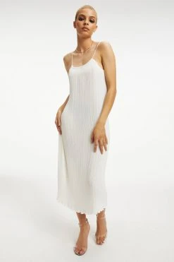 GOOD AMERICAN ALWAYS FITS PLISSÉ SLIP DRESS | IVORY001 Dresses
