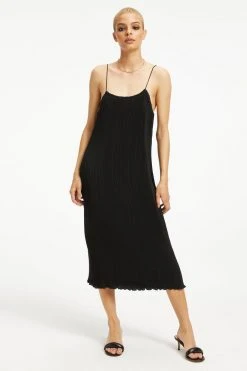 GOOD AMERICAN Dresses ALWAYS FITS PLISSÉ SLIP DRESS | BLACK001