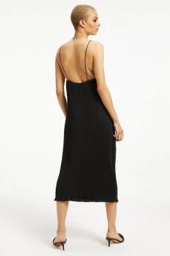 GOOD AMERICAN Dresses ALWAYS FITS PLISSÉ SLIP DRESS | BLACK001
