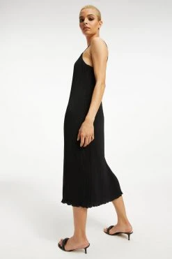 GOOD AMERICAN Dresses ALWAYS FITS PLISSÉ SLIP DRESS | BLACK001