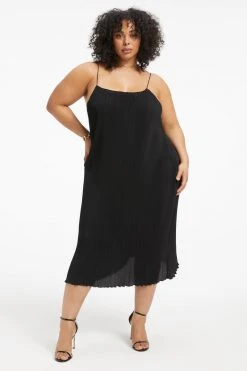 GOOD AMERICAN Dresses ALWAYS FITS PLISSÉ SLIP DRESS | BLACK001