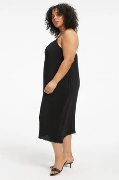 GOOD AMERICAN Dresses ALWAYS FITS PLISSÉ SLIP DRESS | BLACK001