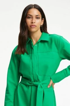 GOOD AMERICAN POPLIN SHIRT DRESS | SUMMER GREEN002 Dresses