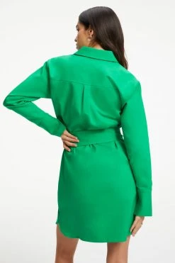 GOOD AMERICAN POPLIN SHIRT DRESS | SUMMER GREEN002 Dresses