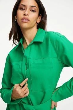 GOOD AMERICAN POPLIN SHIRT DRESS | SUMMER GREEN002 Dresses