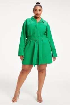 GOOD AMERICAN POPLIN SHIRT DRESS | SUMMER GREEN002 Dresses