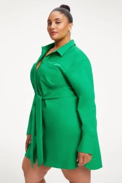 GOOD AMERICAN POPLIN SHIRT DRESS | SUMMER GREEN002 Dresses