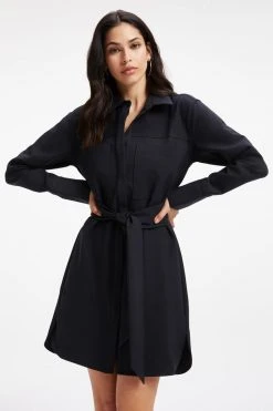 GOOD AMERICAN POPLIN SHIRT DRESS | BLACK001 Dresses