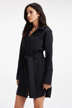 GOOD AMERICAN POPLIN SHIRT DRESS | BLACK001 Dresses