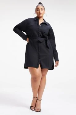 GOOD AMERICAN POPLIN SHIRT DRESS | BLACK001 Dresses