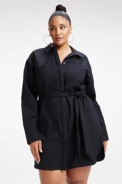 GOOD AMERICAN POPLIN SHIRT DRESS | BLACK001 Dresses