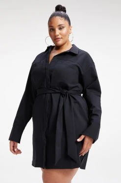GOOD AMERICAN POPLIN SHIRT DRESS | BLACK001 Dresses