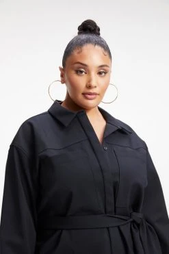 GOOD AMERICAN POPLIN SHIRT DRESS | BLACK001 Dresses