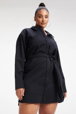 GOOD AMERICAN POPLIN SHIRT DRESS | BLACK001 Dresses