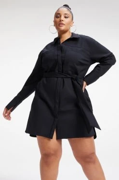 GOOD AMERICAN POPLIN SHIRT DRESS | BLACK001 Dresses