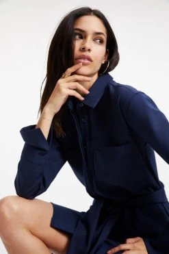GOOD AMERICAN Dresses POPLIN SHIRT DRESS | NAVY001
