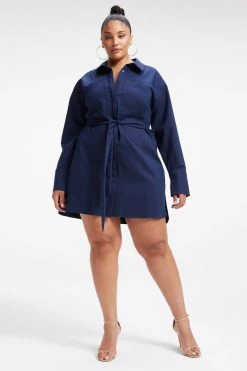 GOOD AMERICAN Dresses POPLIN SHIRT DRESS | NAVY001