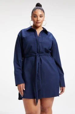 GOOD AMERICAN Dresses POPLIN SHIRT DRESS | NAVY001
