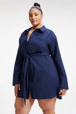 GOOD AMERICAN Dresses POPLIN SHIRT DRESS | NAVY001