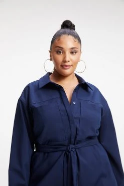 GOOD AMERICAN Dresses POPLIN SHIRT DRESS | NAVY001