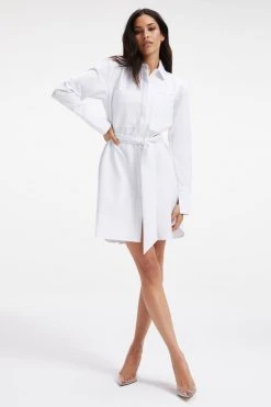 GOOD AMERICAN POPLIN SHIRT DRESS | WHITE001