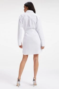 GOOD AMERICAN POPLIN SHIRT DRESS | WHITE001