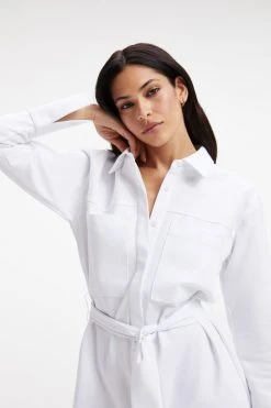 GOOD AMERICAN POPLIN SHIRT DRESS | WHITE001