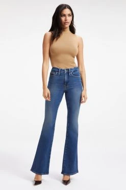 GOOD AMERICAN Brand New Denim GOOD LEGS FLARE | INDIGO256