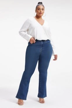 GOOD AMERICAN Brand New Denim GOOD LEGS FLARE | INDIGO256