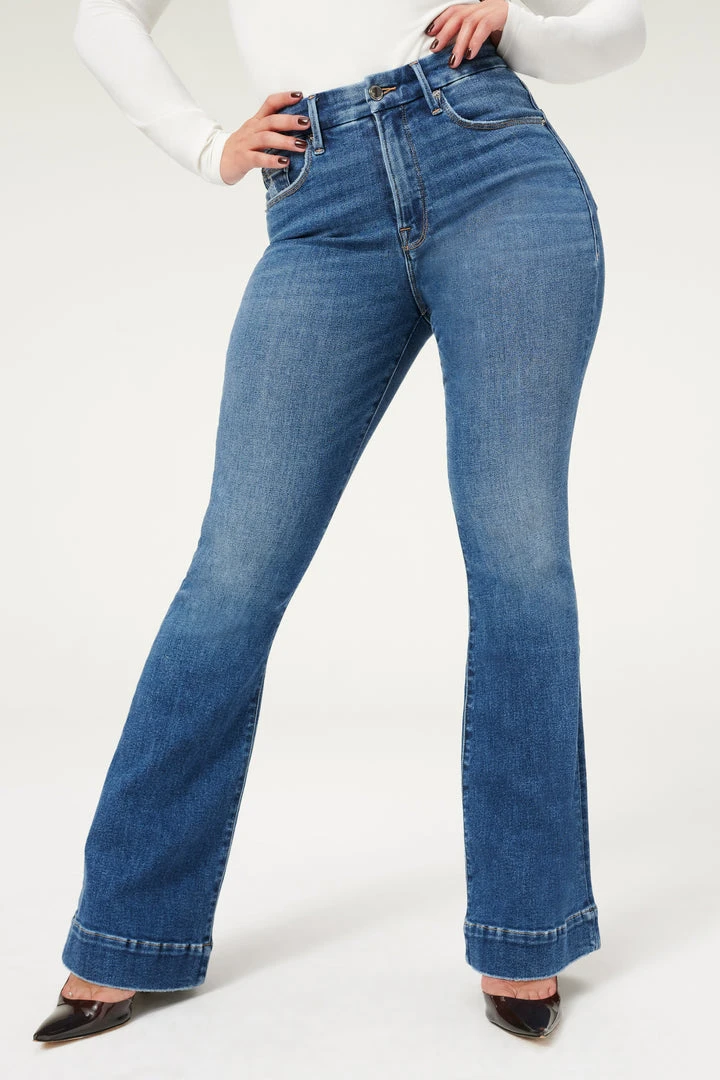 Hot Sale 😀 GOOD AMERICAN GOOD LEGS FLARE DEEP V BACK | BLUE843 😀 7 GOOD AMERICAN GOOD LEGS FLARE DEEP V BACK | BLUE843