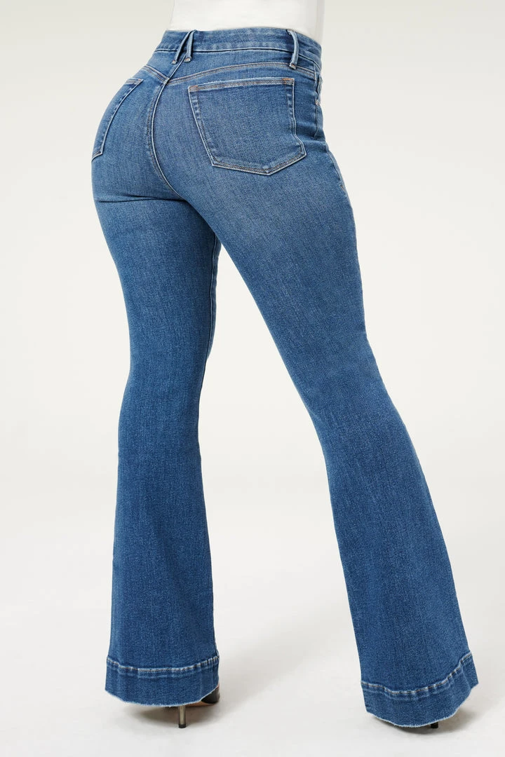 Hot Sale 😀 GOOD AMERICAN GOOD LEGS FLARE DEEP V BACK | BLUE843 😀 9 GOOD AMERICAN GOOD LEGS FLARE DEEP V BACK | BLUE843