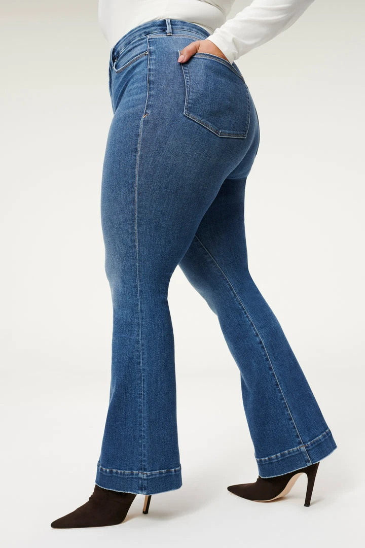 Hot Sale 😀 GOOD AMERICAN GOOD LEGS FLARE DEEP V BACK | BLUE843 😀 12 GOOD AMERICAN GOOD LEGS FLARE DEEP V BACK | BLUE843