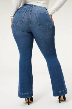 Hot Sale 😀 GOOD AMERICAN GOOD LEGS FLARE DEEP V BACK | BLUE843 😀 32 GOOD AMERICAN GOOD LEGS FLARE DEEP V BACK | BLUE843