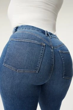 Hot Sale 😀 GOOD AMERICAN GOOD LEGS FLARE DEEP V BACK | BLUE843 😀 33 GOOD AMERICAN GOOD LEGS FLARE DEEP V BACK | BLUE843