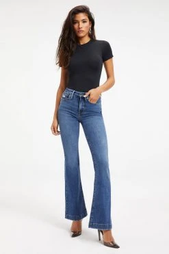 GOOD AMERICAN High Waisted GOOD FLARE DECO YOKE | INDIGO132