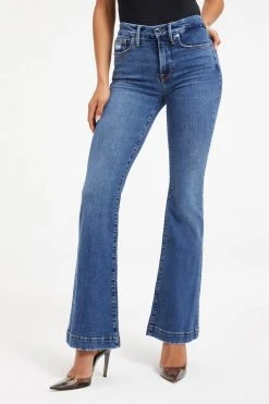 GOOD AMERICAN High Waisted GOOD FLARE DECO YOKE | INDIGO132