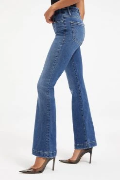 GOOD AMERICAN High Waisted GOOD FLARE DECO YOKE | INDIGO132