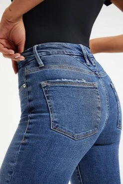 GOOD AMERICAN High Waisted GOOD FLARE DECO YOKE | INDIGO132