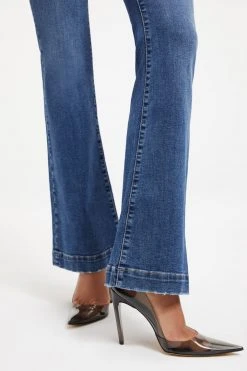 GOOD AMERICAN High Waisted GOOD FLARE DECO YOKE | INDIGO132