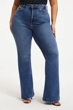 GOOD AMERICAN High Waisted GOOD FLARE DECO YOKE | INDIGO132