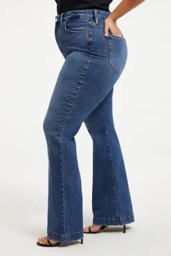 GOOD AMERICAN High Waisted GOOD FLARE DECO YOKE | INDIGO132