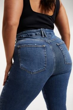 GOOD AMERICAN High Waisted GOOD FLARE DECO YOKE | INDIGO132