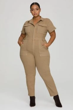 GA-SALE Jumpsuits FIT FOR SUCCESS JUMPSUIT | KHAKI005