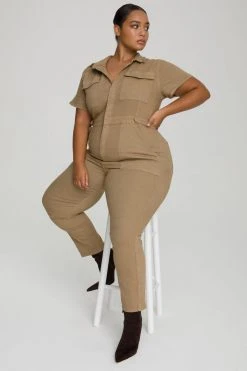 GA-SALE Jumpsuits FIT FOR SUCCESS JUMPSUIT | KHAKI005
