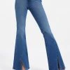 GOOD AMERICAN GOOD LEGS FLARE TWSTED SLIT | INDIGO029 High Waisted