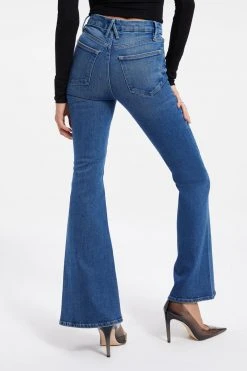 GOOD AMERICAN GOOD LEGS FLARE TWSTED SLIT | INDIGO029 High Waisted